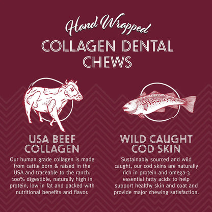 Icelandic+ Beef Collagen Dental Chew Wrapped With Cod Skin 8"