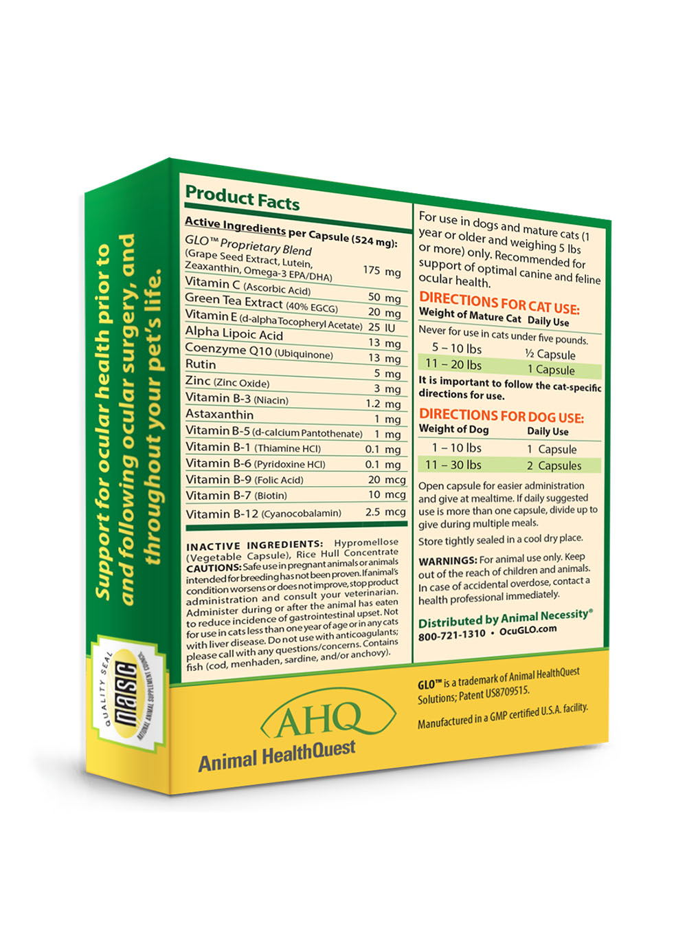 Ocu-GLO® Vision Supplement Powder Blend for Dogs and Cats (30 capsules)