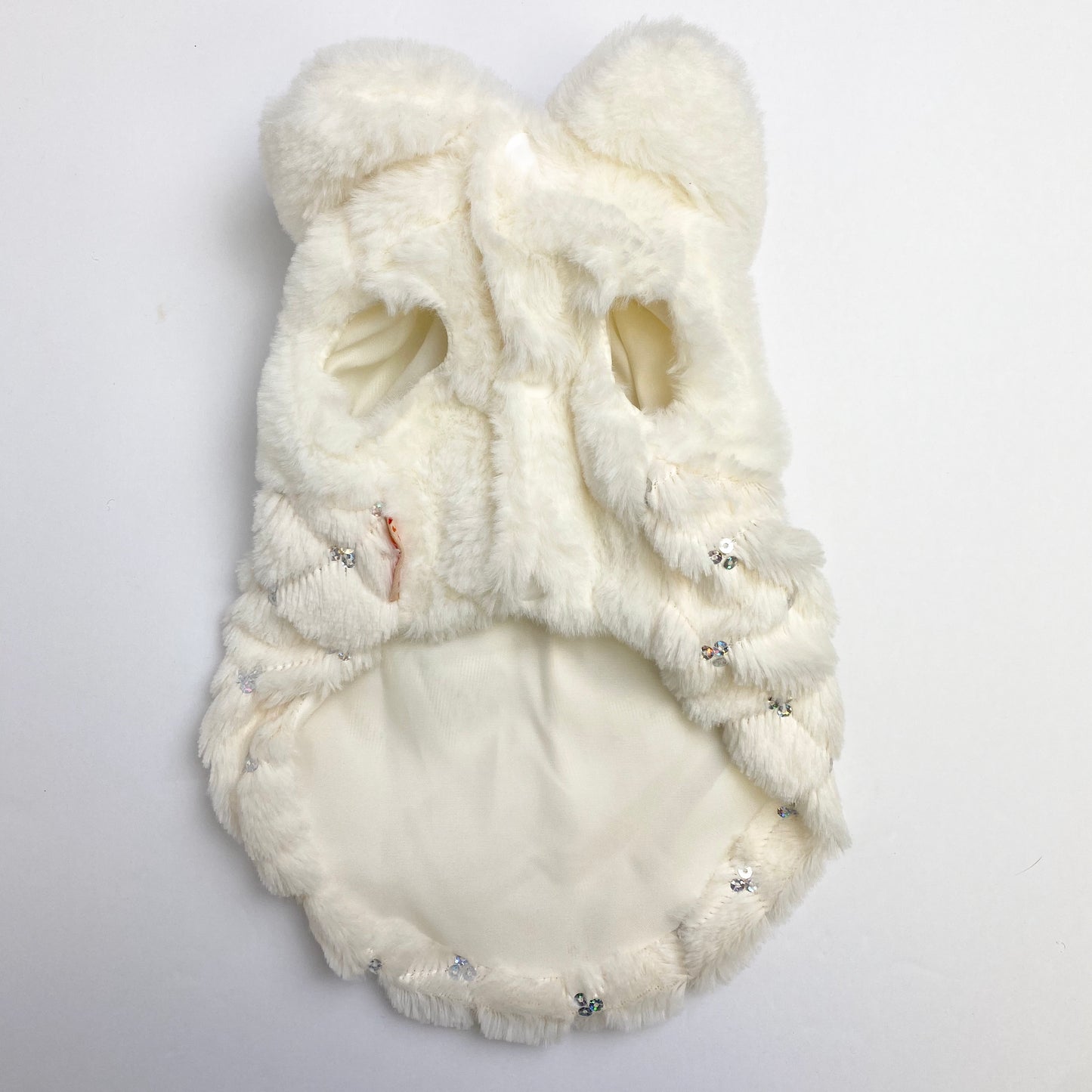 LWD - White Fur Jacket with Black Bow