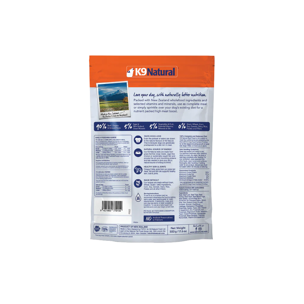 K9 NATURAL FD FOOD - BEEF FEAST - Woofur Natural Pet Products