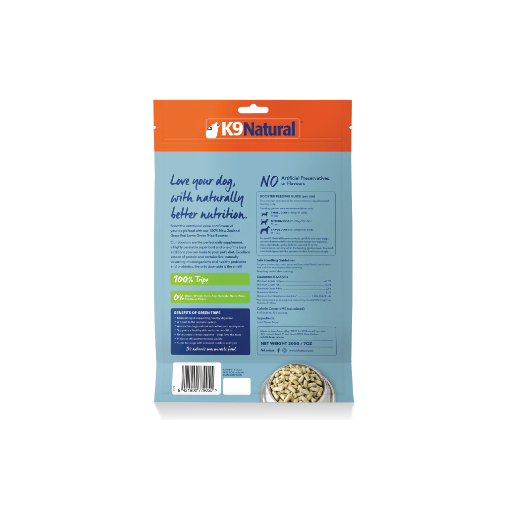 K9 NATURAL TOPPER - LAMB GREEN TRIPE - Woofur Natural Pet Products