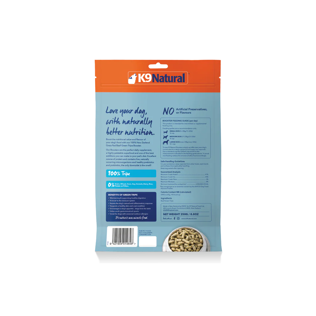 K9 NATURAL TOPPER - BEEF GREEN TRIPE - Woofur Natural Pet Products