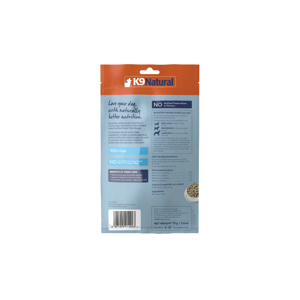K9 NATURAL TOPPER - BEEF GREEN TRIPE - Woofur Natural Pet Products