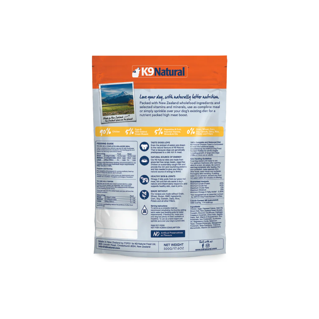 K9 NATURAL FD FOOD - CHICKEN FEAST - Woofur Natural Pet Products