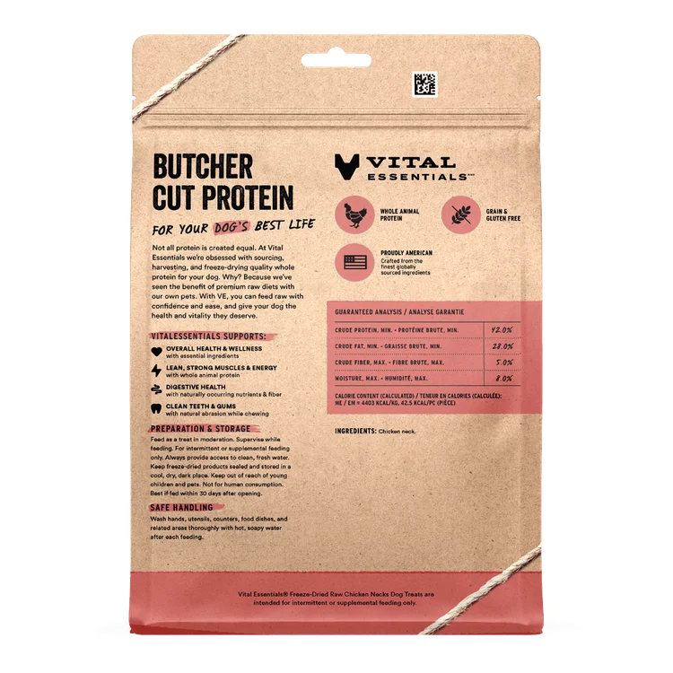 Vital Essential -Chicken Neck Freeze-Dried Treats 9oz