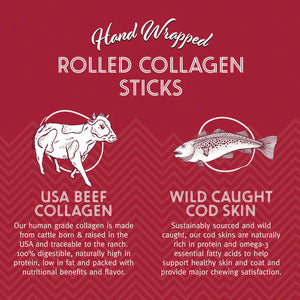 Icelandic+ Beef Collagen Rolled Chew Wrapped With Cod Skin 4"