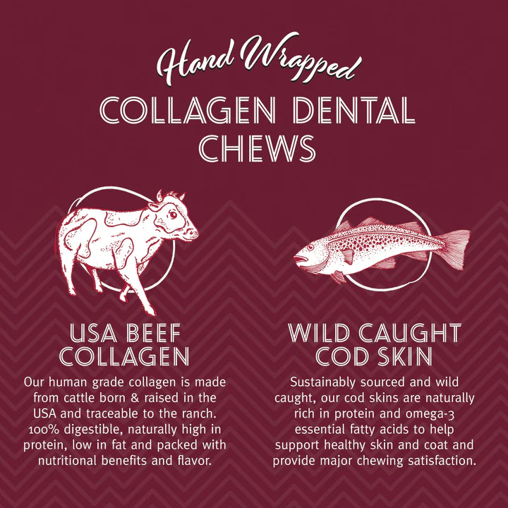 Icelandic+ Beef Collagen Dental Chew Wrapped With Cod Skin 4"