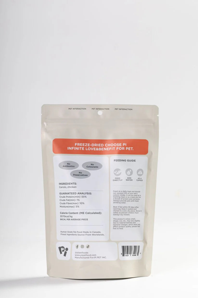 Pi Pet - Freeze-Dried Carrot & Chicken Twists - Woofur Natural Pet Products