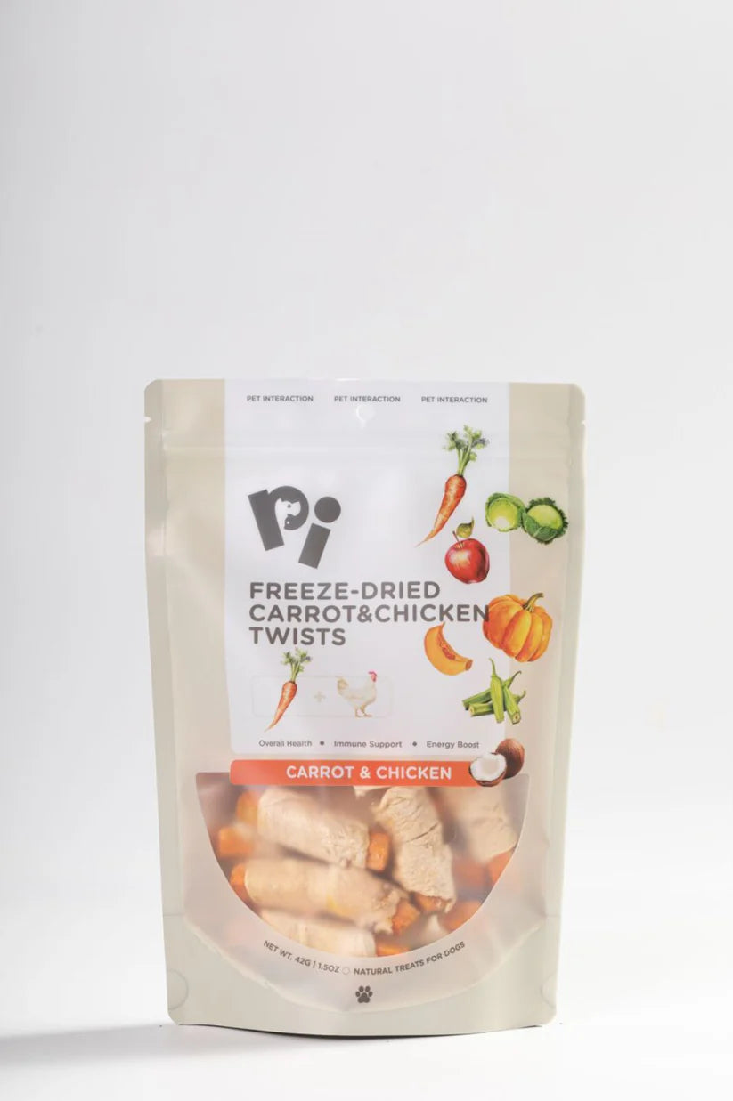 Pi Pet - Freeze-Dried Carrot & Chicken Twists - Woofur Natural Pet Products