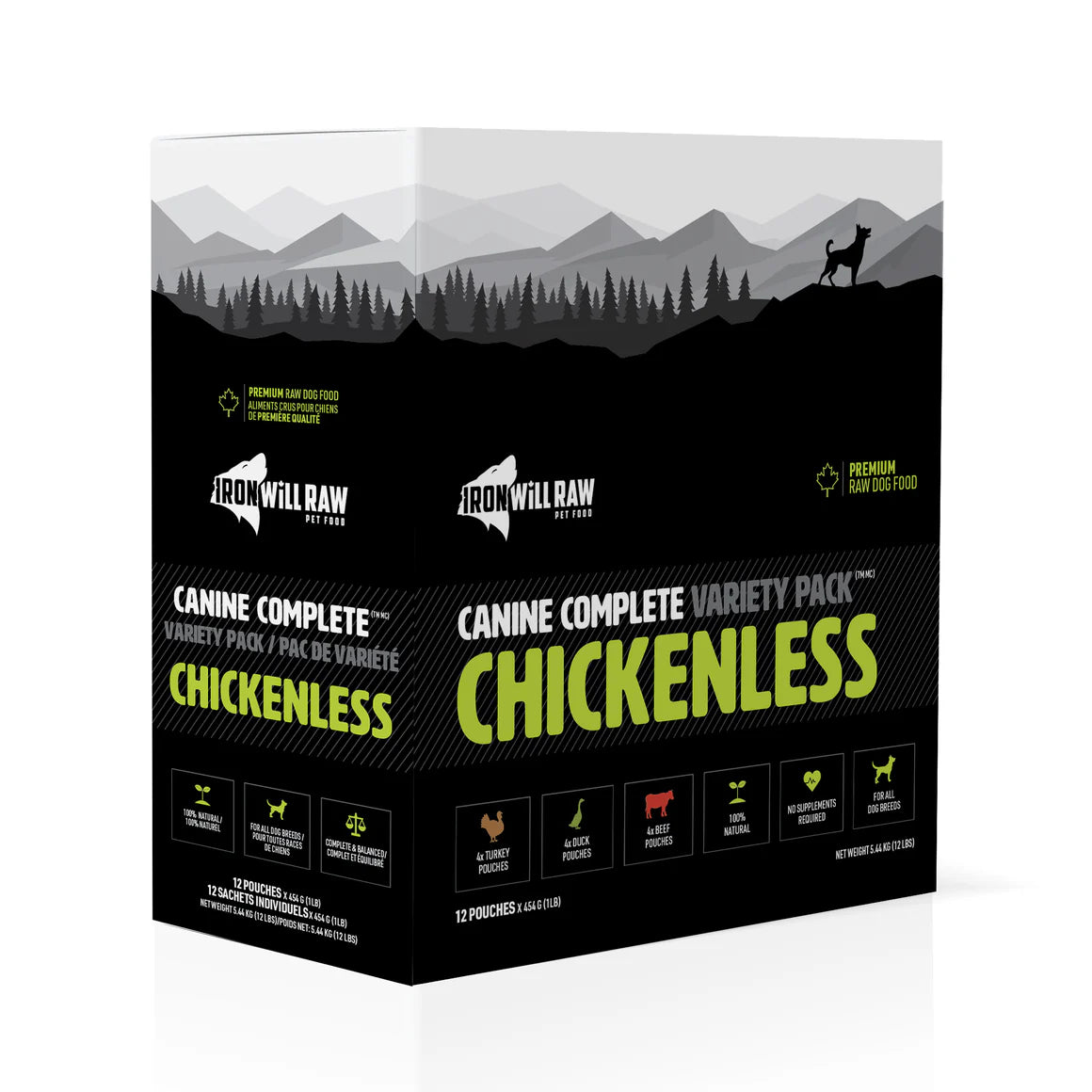 IRON WILL RAW - CANINE COMPLETE: CHICKENLESS VARIETY PACK 12lb