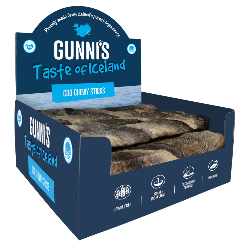 Gunni's - Cod Skin Chewy Stick 8" - Woofur Natural Pet Products