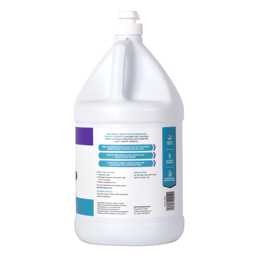 Groomer’s Goop Snow White Toning Shampoo - 1 Gallon Bottle with Pump
