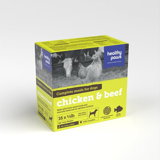 Healthy Paws Complete - Chicken, Beef 8lbs (16 x 1/2lb)