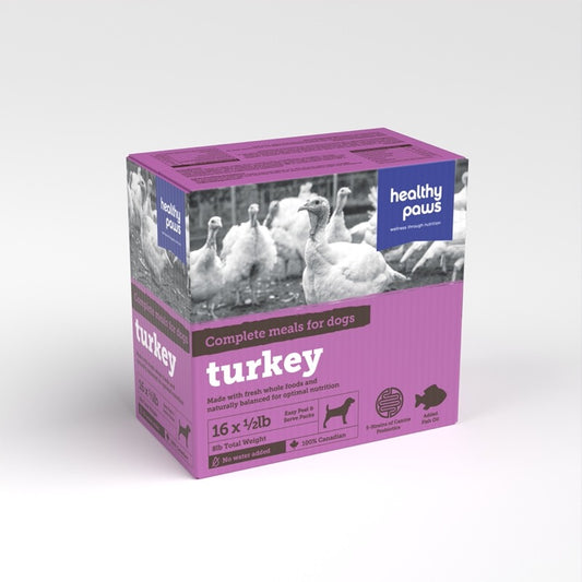 Healthy Paws Complete - Turkey Dinner 8lbs (16 x 1/2lb)