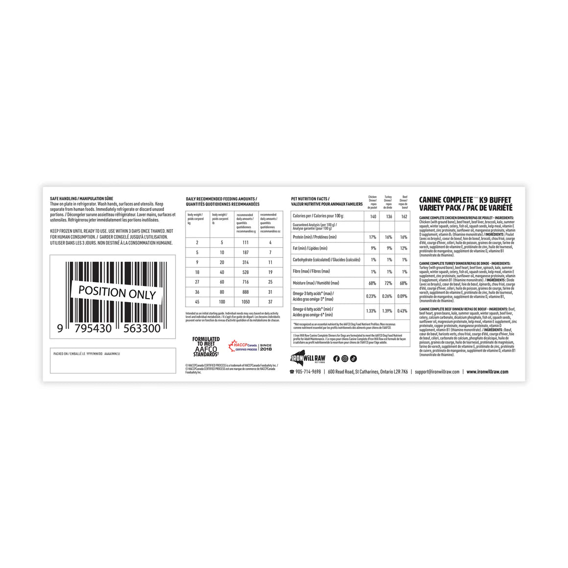 IRON WILL RAW - CANINE COMPLETE: K9 VARIETY PACK 12lb