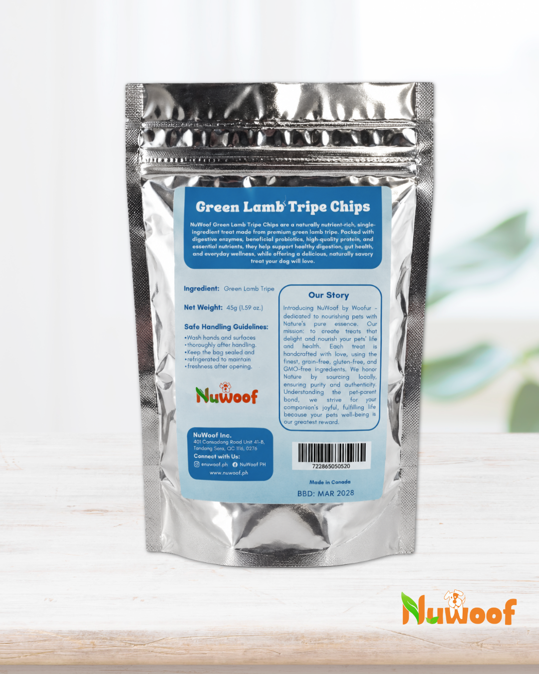 NuWoof - Green Lamb Tripe Chips - 45g