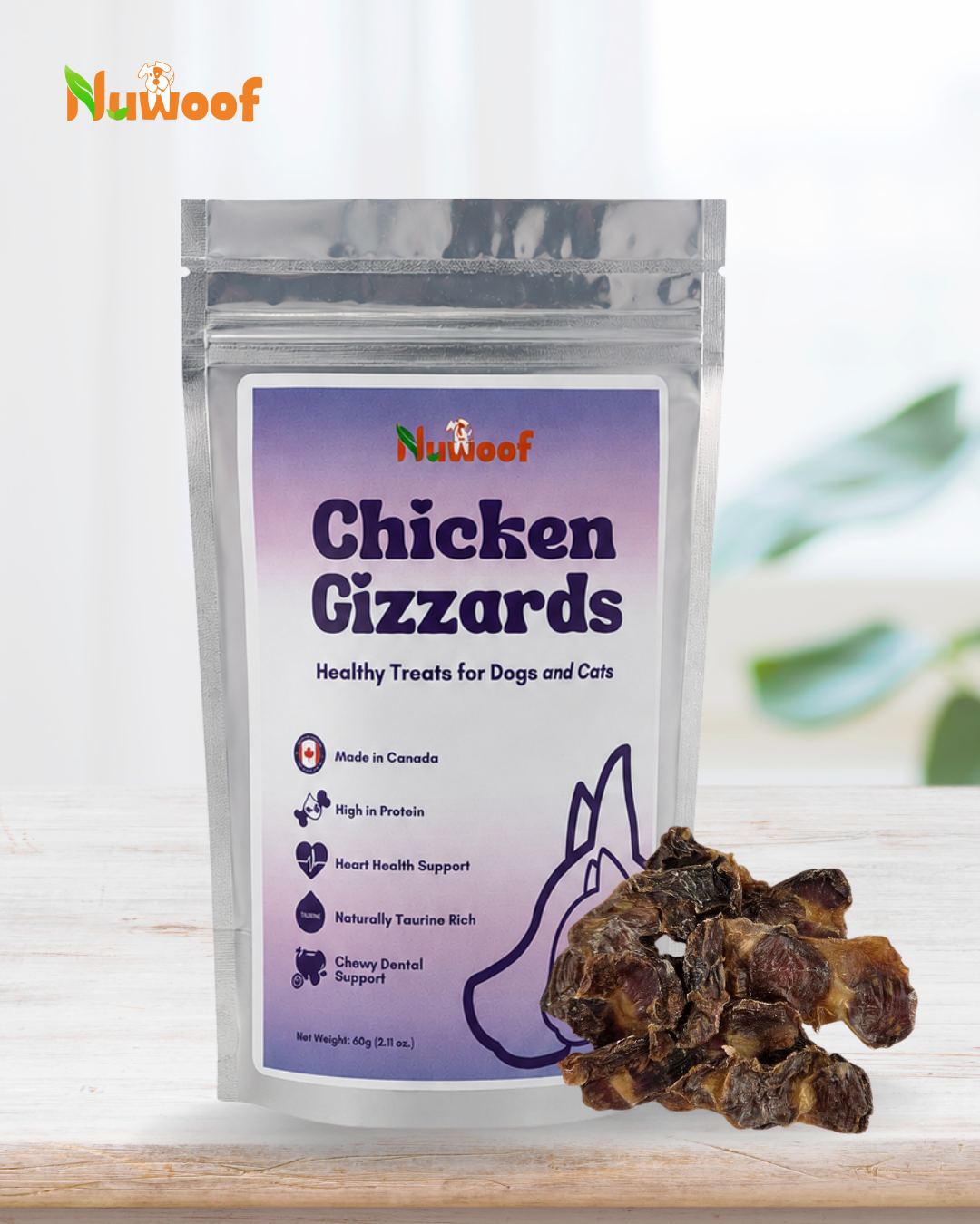 NuWoof - Chicken Gizzard Treats - 60g - Woofur Natural Pet Products
