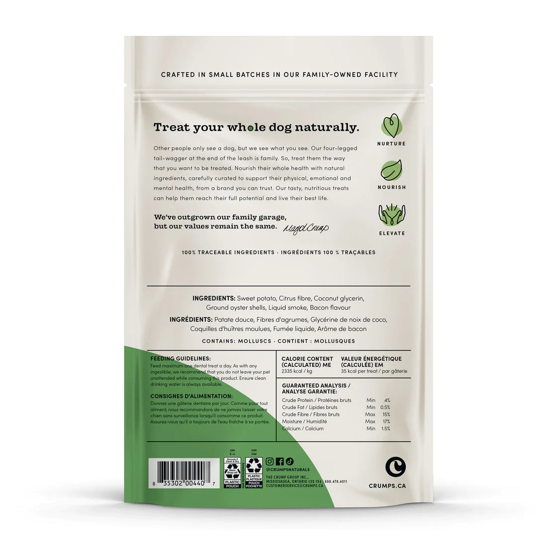 Crumps' Naturals Treats - Plaque Busters Bacon Dental Sticks