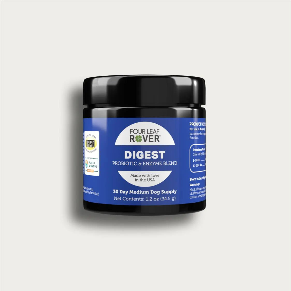 Four Leaf Rover - Digest - Digestive Enzymes & Probiotics for Dogs - 34.5 g