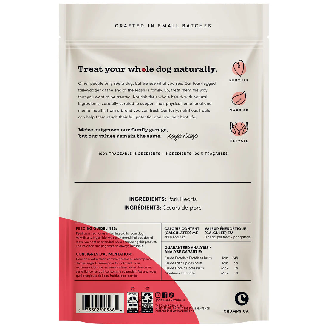 Crumps' Naturals Treats - Freeze-Dried Pork Hearts  Mini Trainers