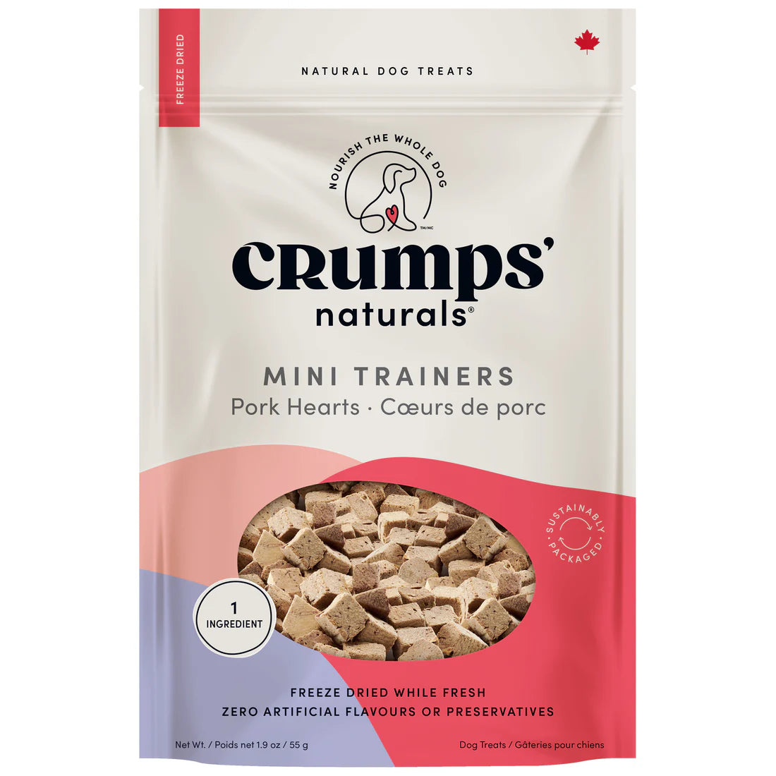 Crumps' Naturals Treats - Freeze-Dried Pork Hearts  Mini Trainers