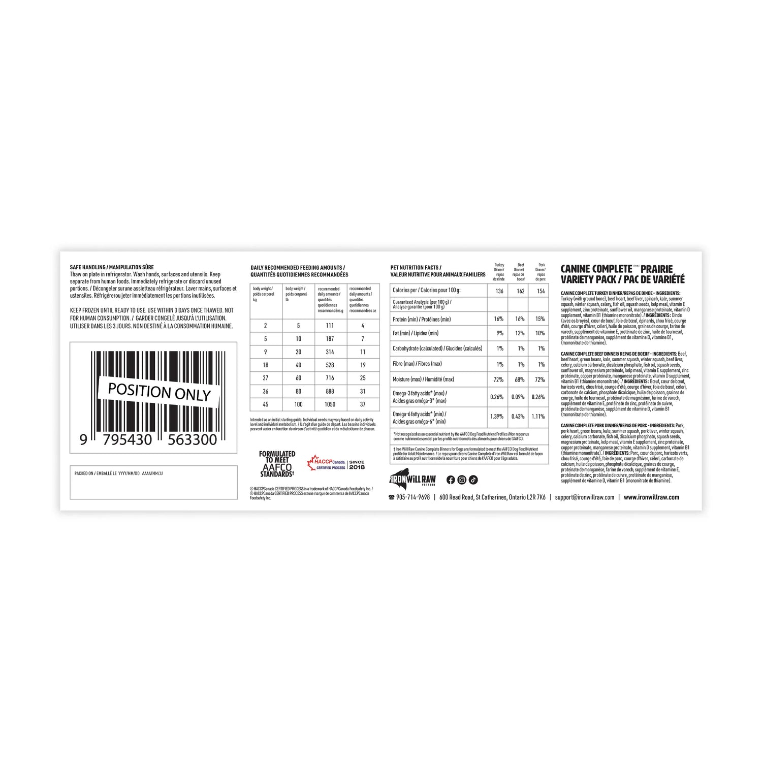 IRON WILL RAW - CANINE COMPLETE: PRAIRIE VARIETY PACK 12lb