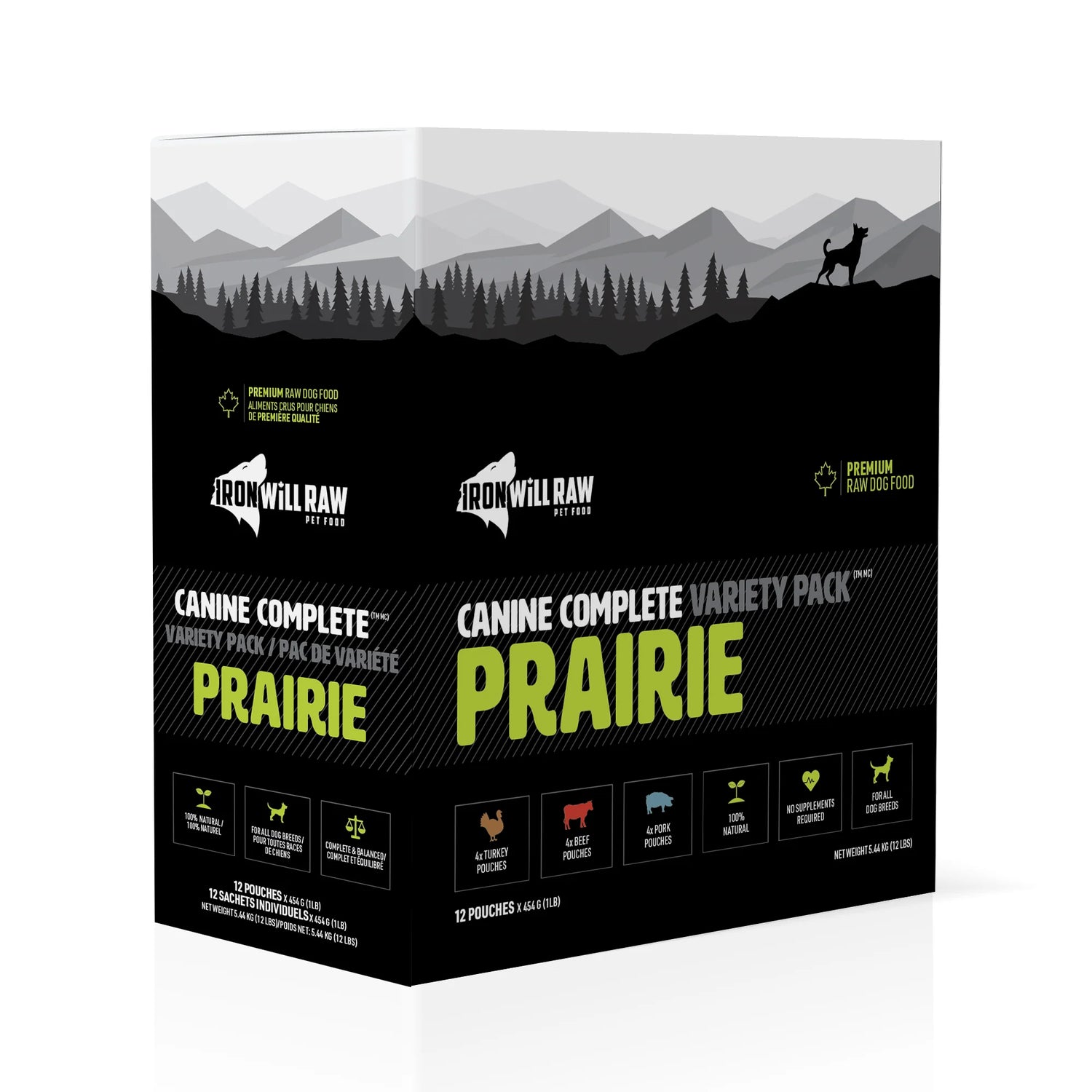 IRON WILL RAW - CANINE COMPLETE: PRAIRIE VARIETY PACK 12lb