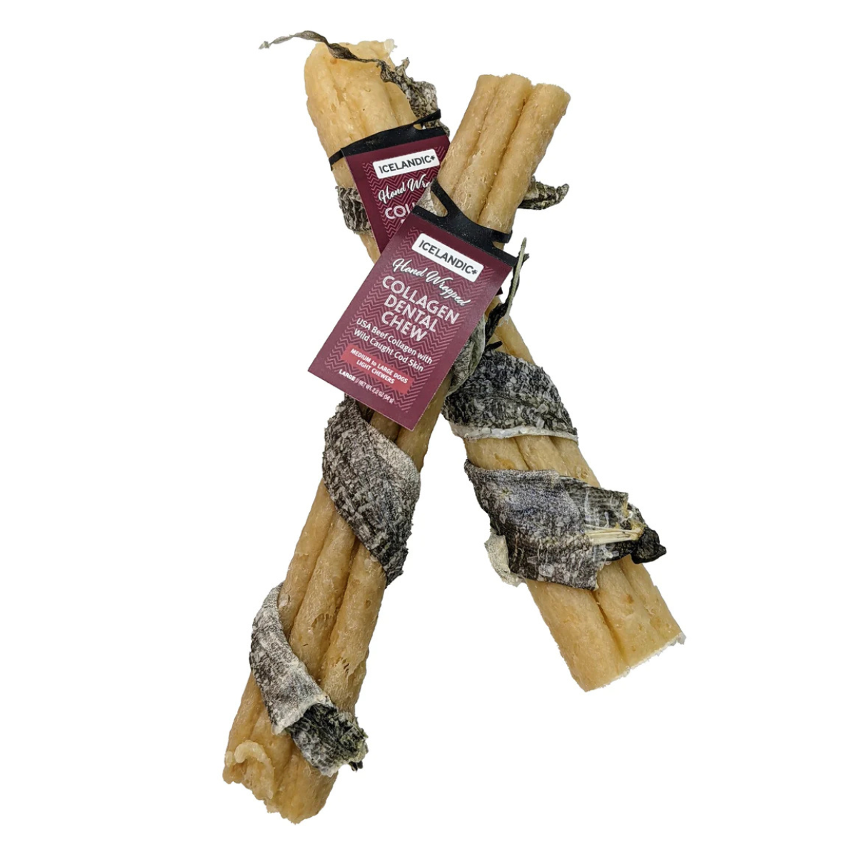 Icelandic+ Beef Collagen Dental Chew Wrapped With Cod Skin 8"