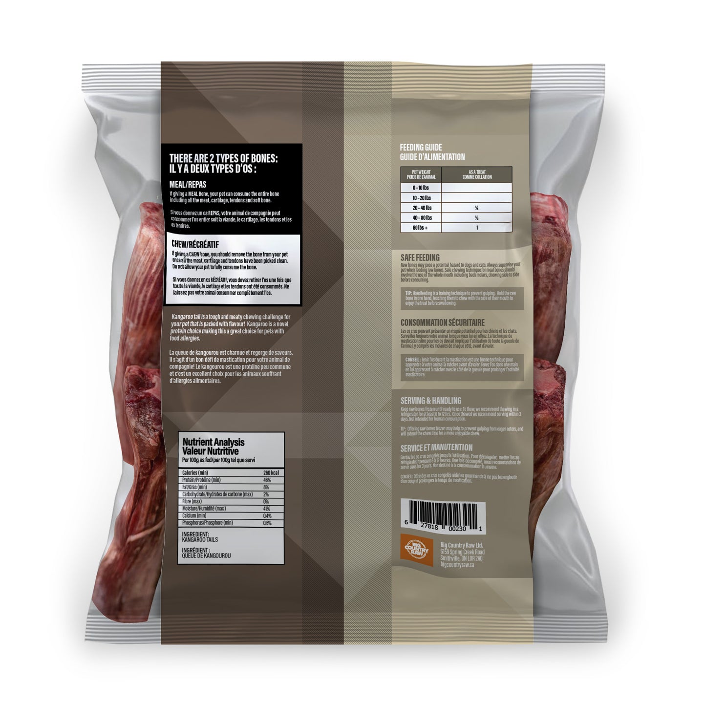 BCR - KANGAROO TAIL RAW BONES - 2lb