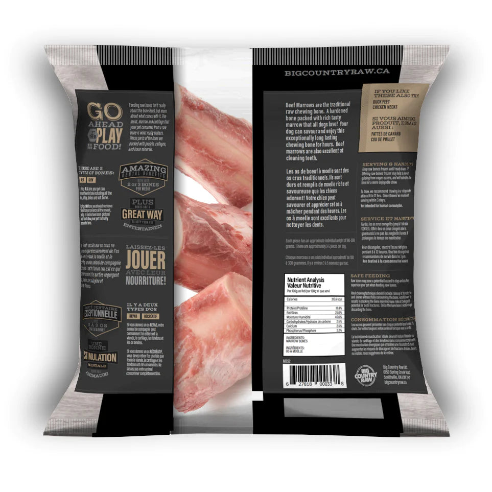 BCR - BEEF MARROW RAW BONE - Med 2lbs - Woofur Natural Pet Products