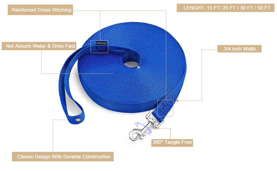 Petescort - Training Leash - Blue (50 ft)