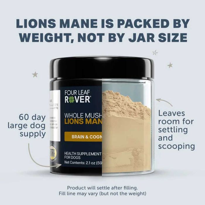 Four Leaf Rover - Lion's Mane Mushroom - Woofur Natural Pet Products