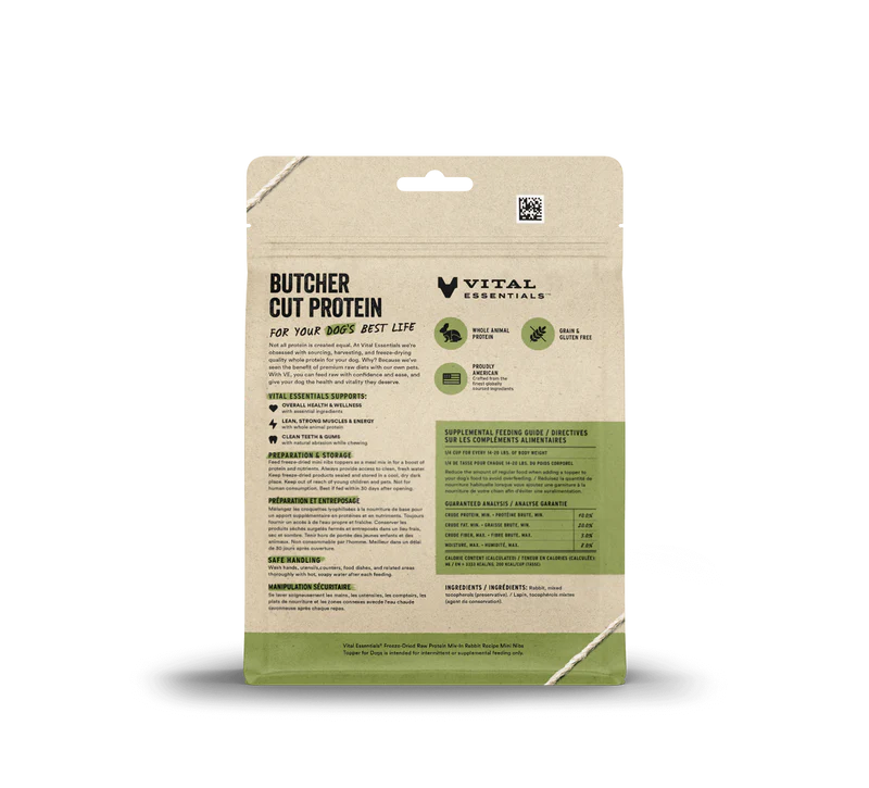Vital Essentials - Protein Mix-In Mini Nibs Rabbit Topper for Dogs (6oz)