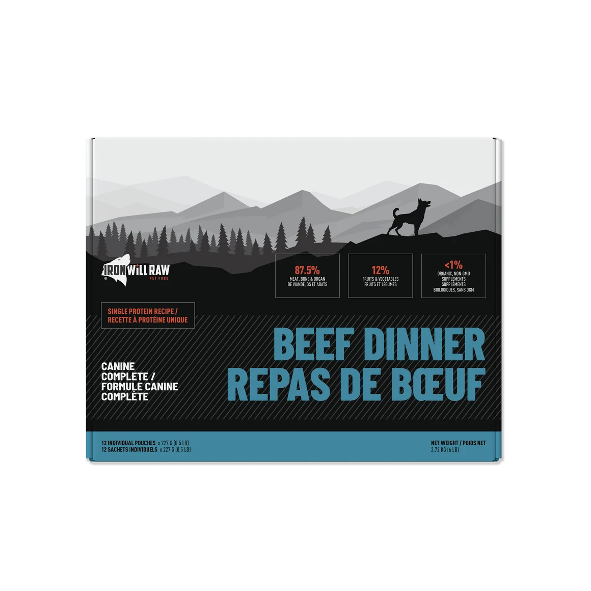 IRON WILL RAW - CANINE COMPLETE SINGLE PROTEIN BEEF DINNER 6lb