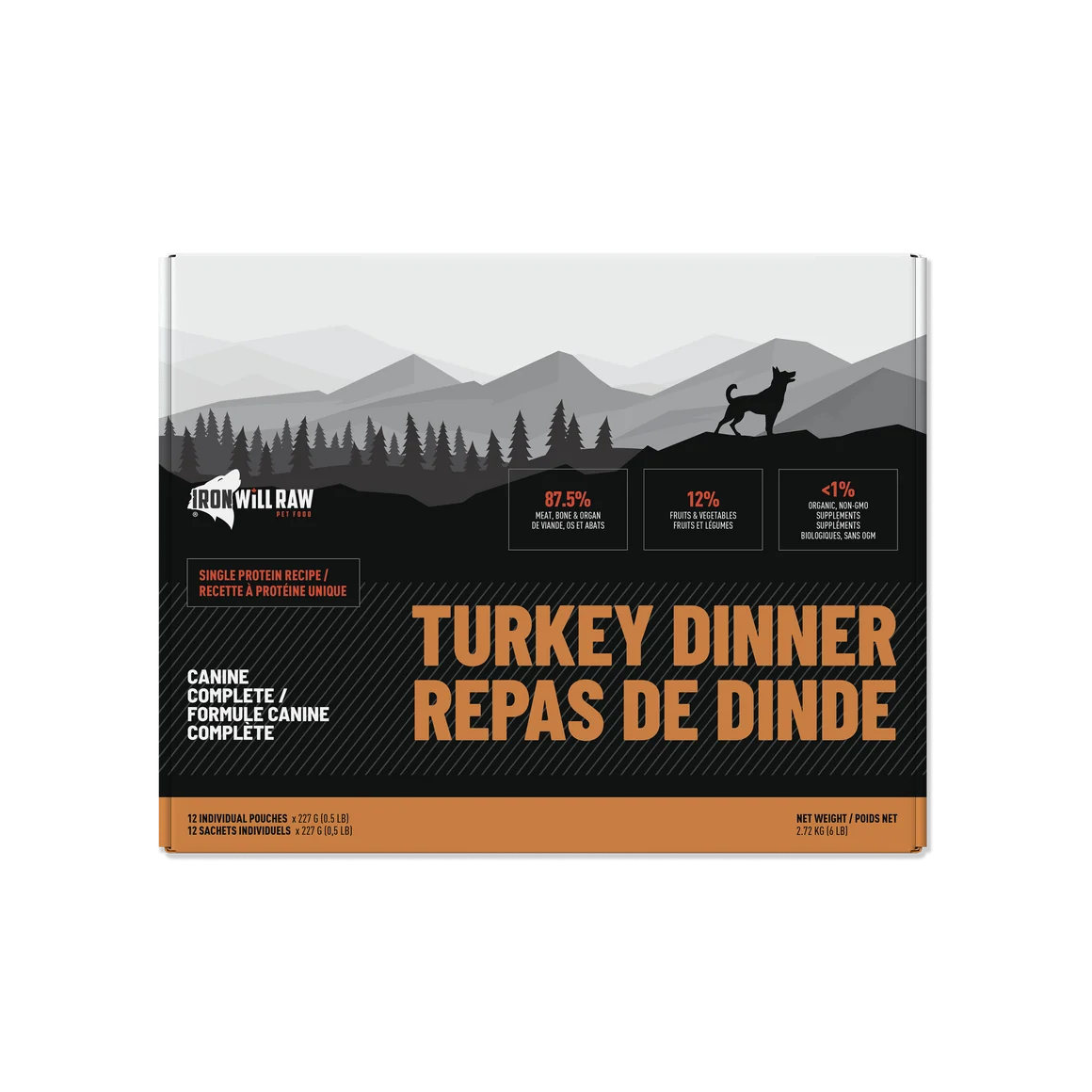 IRON WILL RAW - CANINE COMPLETE SINGLE PROTEIN TURKEY DINNER 6lb