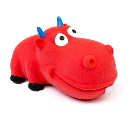 Bud'z - Latex Big Snout Bull Squeaker Toy, Red 7"
