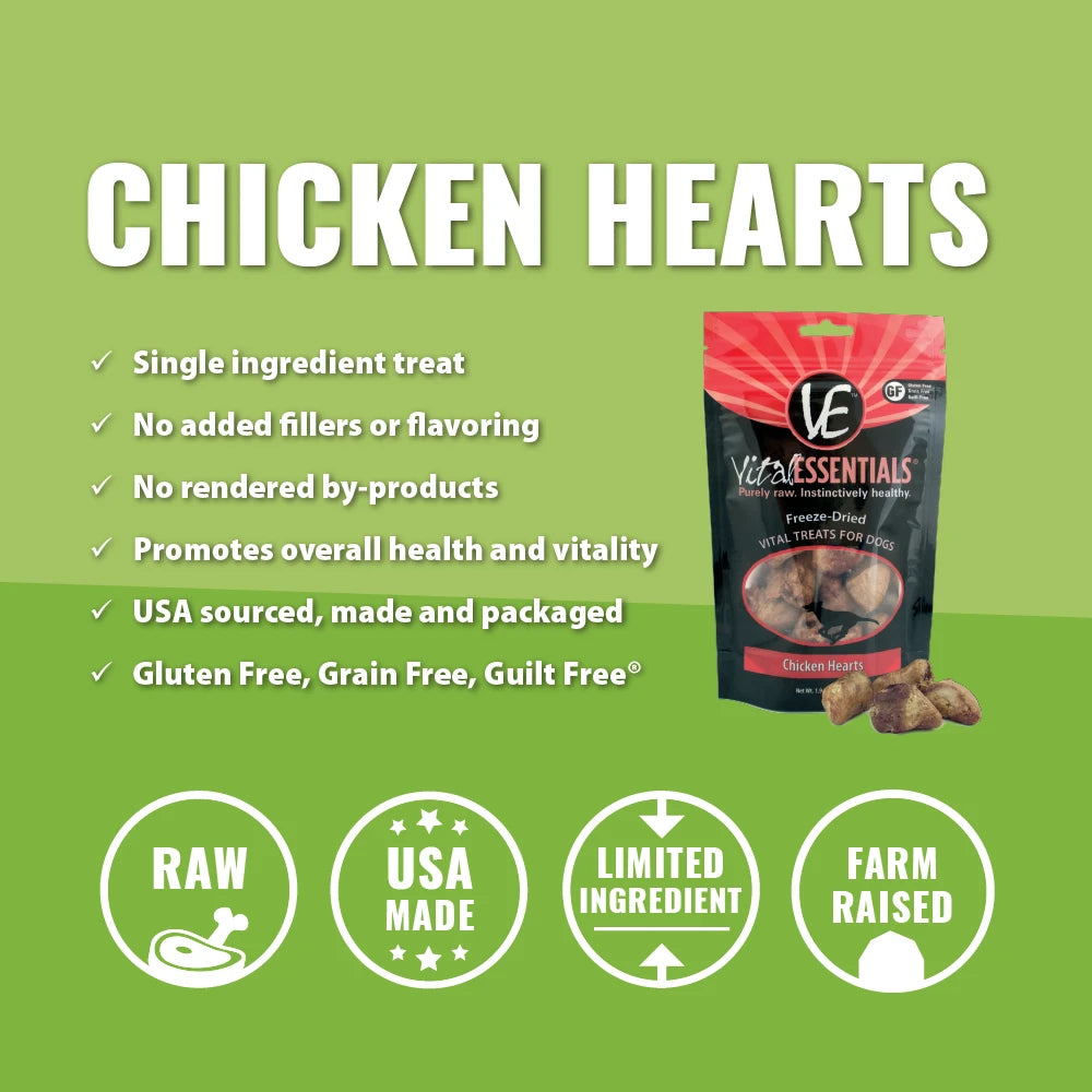 Vital Essential - Chicken Hearts Freeze-Dried Treats 1.9oz