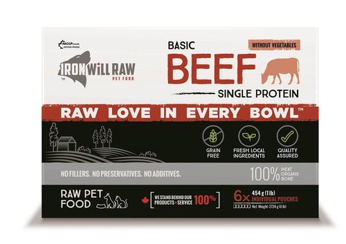 IRON WILL RAW - BASIC BEEF- 6LB - Woofur Natural Pet Products