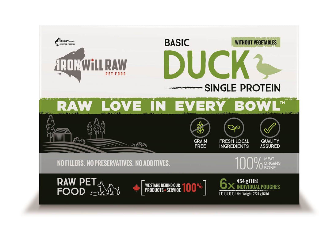 IRON WILL RAW - BASIC DUCK - 6LB - Woofur Natural Pet Products