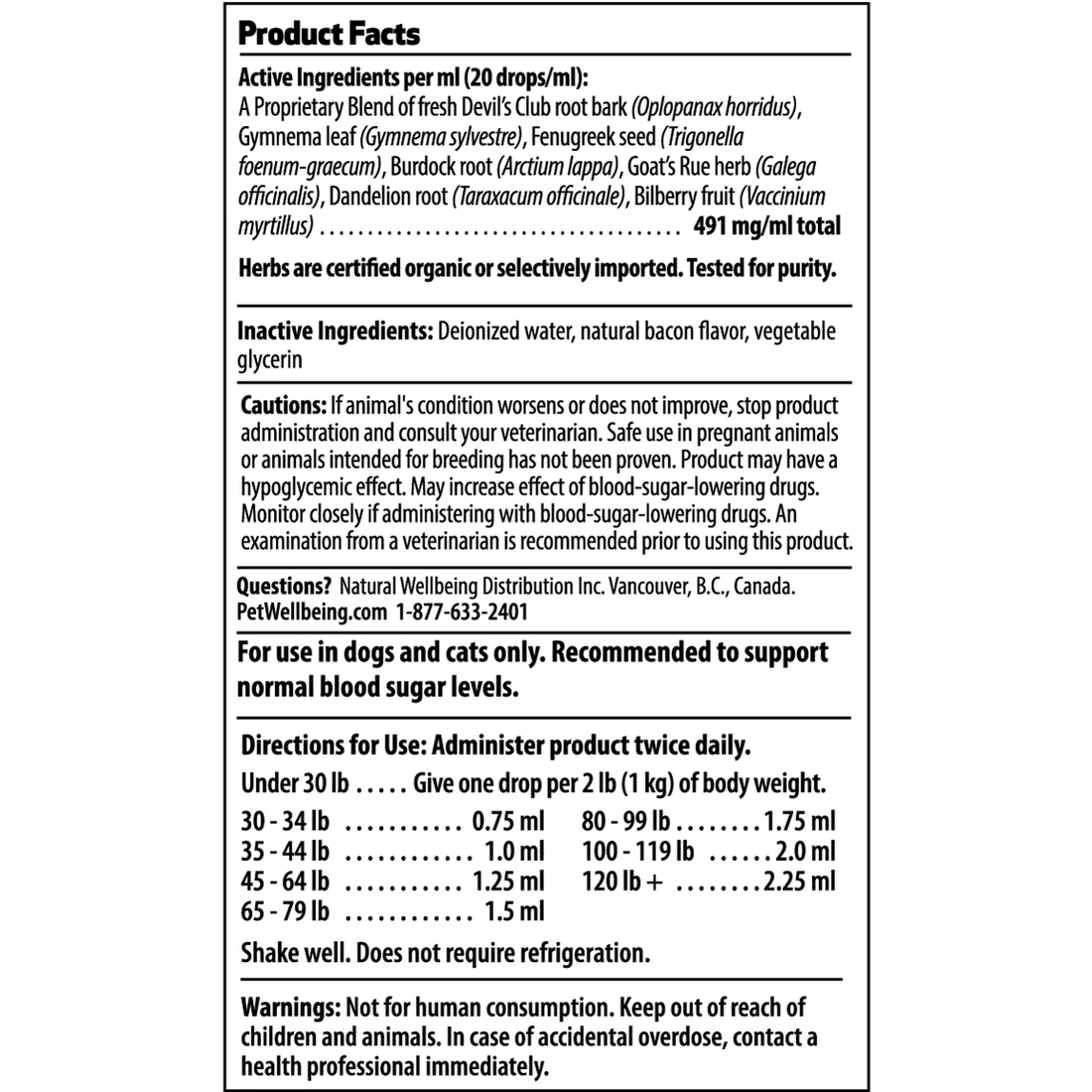 Pet Wellbeing - Blood Sugar Gold (Dogs) - 2oz.