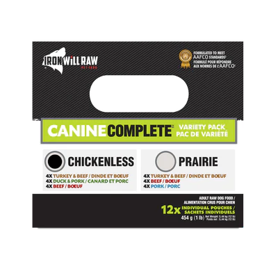 IRON WILL RAW - CANINE COMPLETE: CHICKENLESS VARIETY PACK 12lb