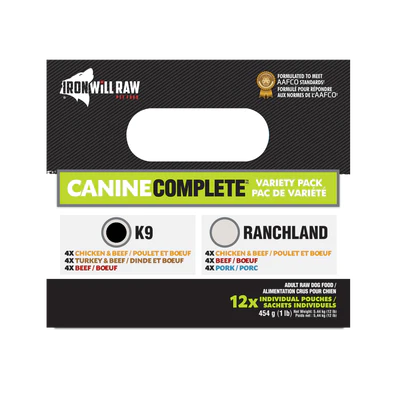 IRON WILL RAW - CANINE COMPLETE: K9 VARIETY PACK 12lb