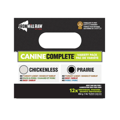 IRON WILL RAW - CANINE COMPLETE: PRAIRIE VARIETY PACK 12lb