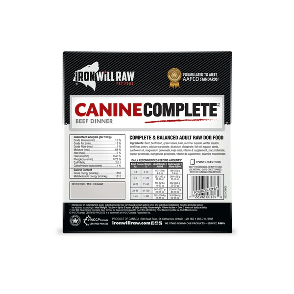 IRON WILL RAW - CANINE COMPLETE: BEEF DINNER