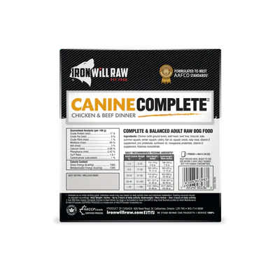IRON WILL RAW - CANINE COMPLETE: CHICKEN & BEEF DINNER
