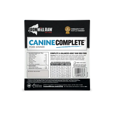 IRON WILL RAW - CANINE COMPLETE: PORK DINNER