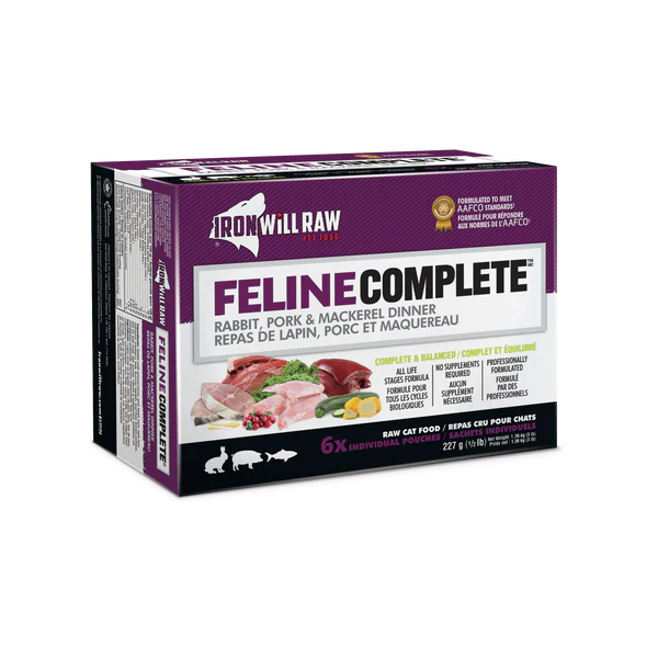 IRON WILL RAW - FELINE COMPLETE: RABBIT, PORK & MACKEREL DINNER