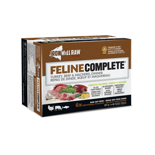IRON WILL RAW - FELINE COMPLETE: TURKEY, BEEF & MACKEREL DINNER