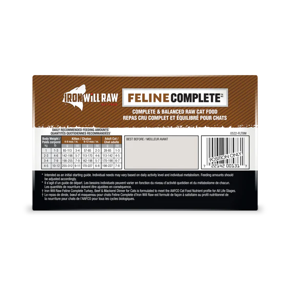 IRON WILL RAW - FELINE COMPLETE: TURKEY, BEEF & MACKEREL DINNER