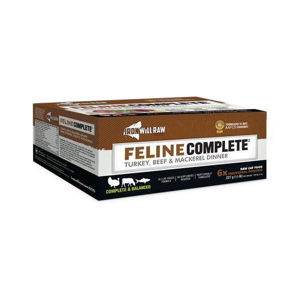 IRON WILL RAW - FELINE COMPLETE: TURKEY, BEEF & MACKEREL DINNER